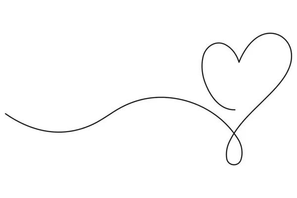 Vektör illüstrasyonu, ana hatlı kalp tasarımının sürekli bir çizimi
