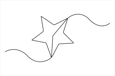 Yıldız sürekli bir tasarım çizimi çizimi. Yıldız vektörünün tek çizgi sanatı minimalisti