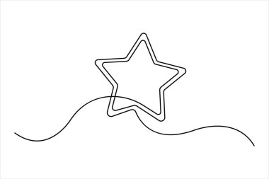 Yıldız sürekli bir tasarım çizimi çizimi. Yıldız vektörünün tek çizgi sanatı minimalisti