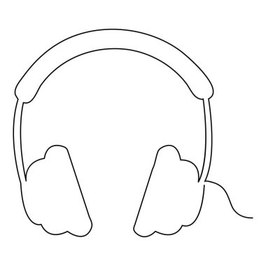 Kulaklıklar minimalizm ve taslak vektör illüstrasyonunu çizmeye devam ediyor.