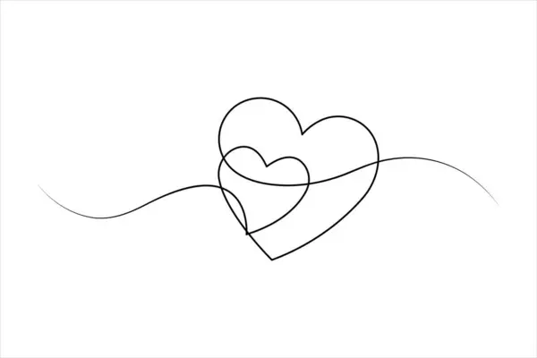 Aralıksız tek satır sanat, kalp şekli vektör illüstrasyonu minimalist anahat sanat aşk kavramı.