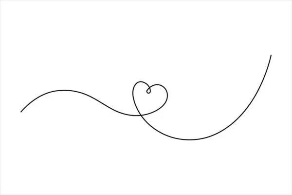 Aralıksız tek satır sanat, kalp şekli vektör illüstrasyonu minimalist anahat sanat aşk kavramı.