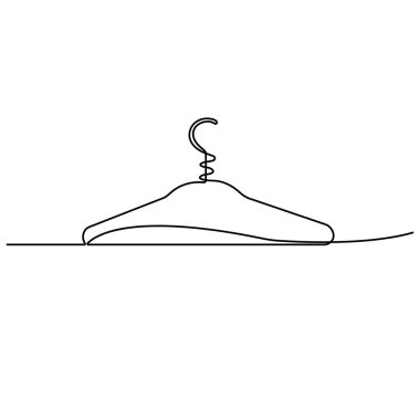 Takım elbise askısı simgesinin aralıksız tek satır çizimi vektör çizimi çizimi