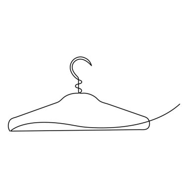 Takım elbise askısı simgesinin aralıksız tek satır çizimi vektör çizimi çizimi
