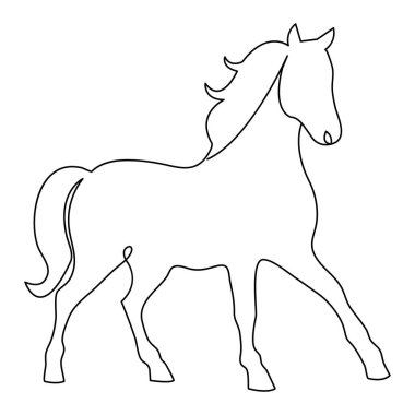 Sürekli at sembolü ve ana hatlı vektör minimalist tasarımı çizen bir el çizimi.