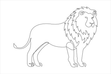 Aralıksız tek bir aslan çizgisi. Aslan minimalizmi çizgisi sanat tasarımı çizimi illüstrasyonu