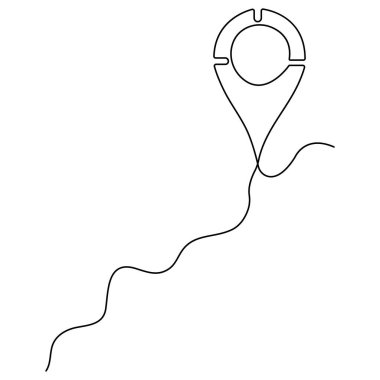 Aralıksız bir çizgi çizimi harita noktası konum iş vektörü 