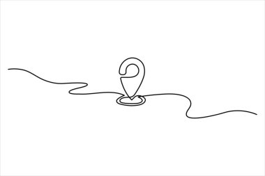 Konum ve yol işaretçilerinin kesintisiz tek çizgi çizimi ana hatları vektör