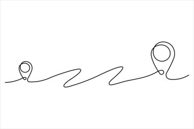 Konum ve yol işaretçilerinin kesintisiz tek çizgi çizimi ana hatları vektör