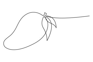 Sağlıklı organik mango taze tropikal meyve konsepti ikonunun sürekli çizimi.