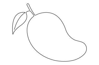 Sağlıklı organik mango taze tropikal meyve konsepti ikonunun sürekli çizimi.