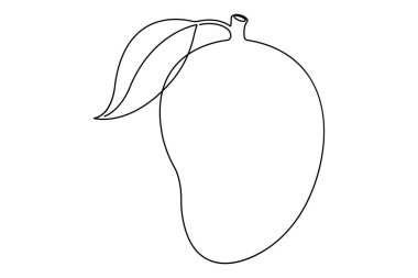 Sağlıklı organik mango taze tropikal meyve konsepti ikonunun sürekli çizimi.