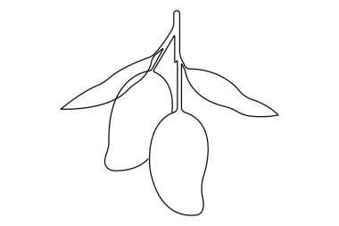 Sağlıklı organik mango taze tropikal meyve konsepti ikonunun sürekli çizimi.