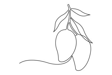 Sağlıklı organik mango taze tropikal meyve konsepti ikonunun sürekli çizimi.