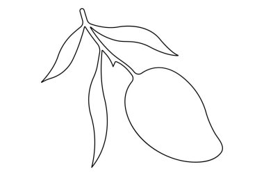 Sağlıklı organik mango taze tropikal meyve konsepti ikonunun sürekli çizimi.