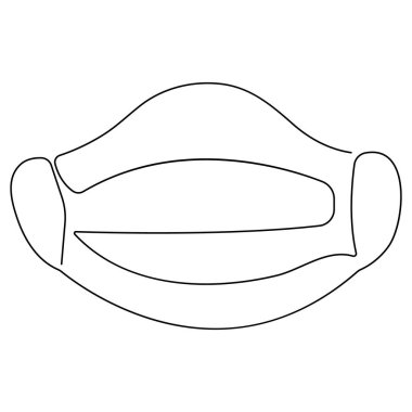 Hava yoluyla bulaşan virüslerden korunmak için maskeli koronavirüs sürekli olarak tek bir çizgi vektör illüstrasyonudur. 