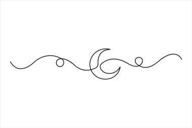 Ay sembolü Ramazan Kareem 'in aralıksız çizimi ve bayram afişi basit ana hat vektöründe.