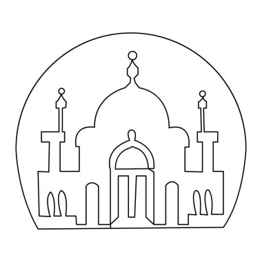 Tarihi eser camiinin aralıksız bir çizimi huzur verici bir ibadet yeri olarak kullanılıyor.