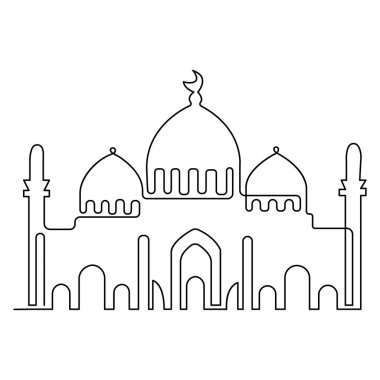 Tarihi eser camiinin aralıksız bir çizimi huzur verici bir ibadet yeri olarak kullanılıyor.