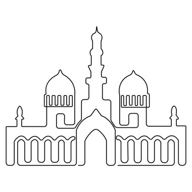 Tarihi eser camiinin aralıksız bir çizimi huzur verici bir ibadet yeri olarak kullanılıyor.