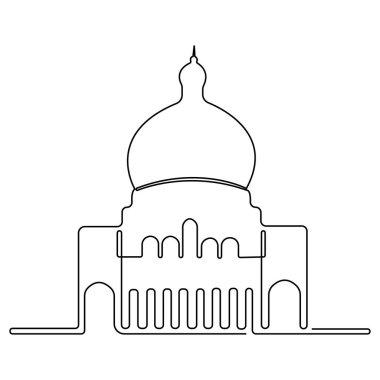 Tarihi eser camiinin aralıksız bir çizimi huzur verici bir ibadet yeri olarak kullanılıyor.