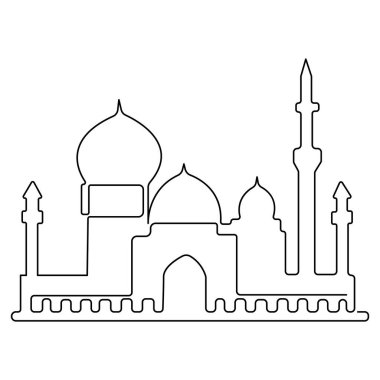 Tarihi eser camiinin aralıksız bir çizimi huzur verici bir ibadet yeri olarak kullanılıyor.