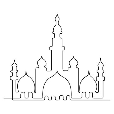 Tarihi eser camiinin aralıksız bir çizimi huzur verici bir ibadet yeri olarak kullanılıyor.