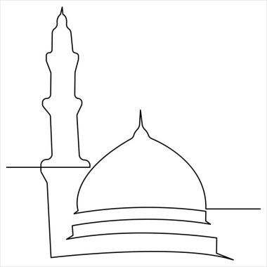 Tarihi eser camiinin aralıksız bir çizimi huzur verici bir ibadet yeri olarak kullanılıyor.