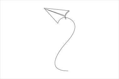 Kağıt uçak uçan tasarım vektörü illüstrasyonunun kesintisiz bir çizimi