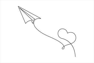 Kağıt uçak uçan tasarım vektörü illüstrasyonunun kesintisiz bir çizimi
