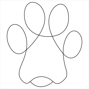 Devamlı tek satır sanat hayvan pençesi ikonu çizimi vektör köpek veya kedi ayak izi çizimi