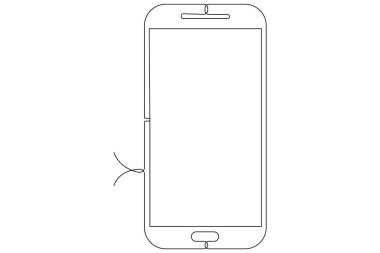 Aralıksız tek satır resim akıllı telefon cep telefonu dokunmatik ekran aygıtı modern teknoloji tasarım ana hatları vektör çizimi