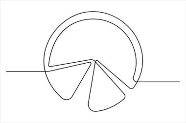 Lezzetli dilimlenmiş peynirli pizza tasarımı çiziminin aralıksız tek bir çizimi.