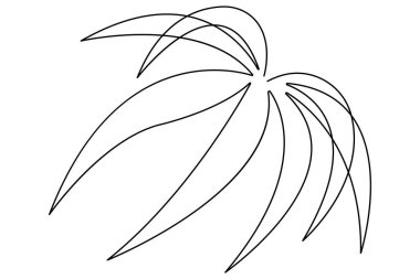 Vektör illüstrasyonu ana hatlı palmiye yaprağı tasarımının sürekli bir çizimi