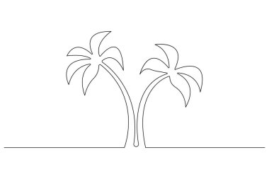 Palmiye ağacı, izole edilmiş ana çizim çiziminin aralıksız bir çizimi