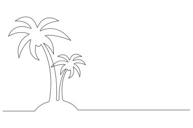 Palmiye ağacı, izole edilmiş ana çizim çiziminin aralıksız bir çizimi