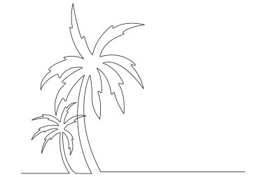Palmiye ağacı, izole edilmiş ana çizim çiziminin aralıksız bir çizimi