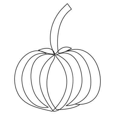 Simge vektör tasarımı için balkabağı taze meyvesinin kesintisiz bir çizgi çizimi