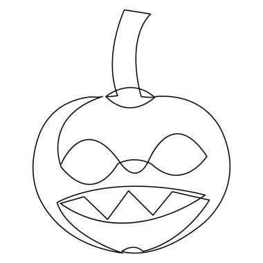 Cadılar Bayramı balkabağı ve tek bir çizgili sanat aralıksız vektör taslağı çizimi minimalizm