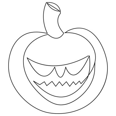 Cadılar Bayramı balkabağı ve tek bir çizgili sanat aralıksız vektör taslağı çizimi minimalizm