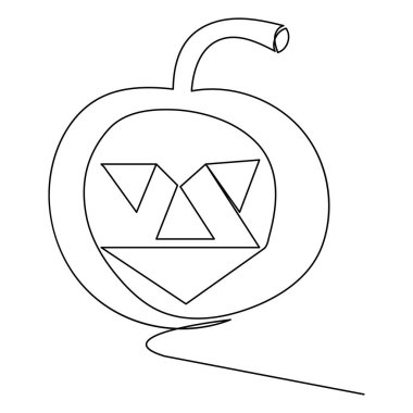 Cadılar Bayramı balkabağı ve tek bir çizgili sanat aralıksız vektör taslağı çizimi minimalizm