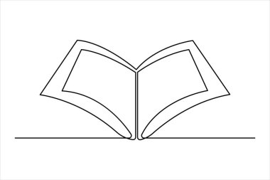 Açık Kur 'an Ramazan konsept vektör illüstrasyonunun aralıksız tek satır çizimi