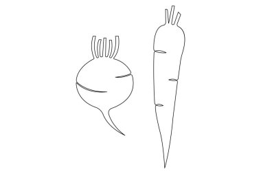 Sağlıklı organik turp ikonu, taze sebze konsepti illüstrasyonunun tek çizgi çizimi