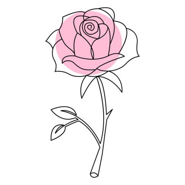 Tarz gül çiçeğinin aralıksız tek çizgi çizim vektör illüstrasyonu