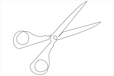 Makas vektör illüstrasyon tasarımının kesintisiz tek çizgi çizimi