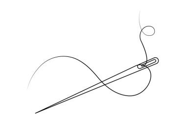 Dikiş iğnesi aralıksız tek satır sanat vektörü çizimi tasarımı