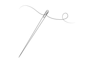 Dikiş iğnesi aralıksız tek satır sanat vektörü çizimi tasarımı