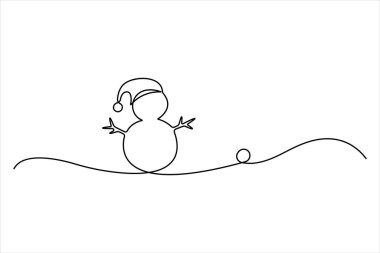 Kardan adam aralıksız tek satır sanat tarzı vektör çizimi, Noel element tasarımı