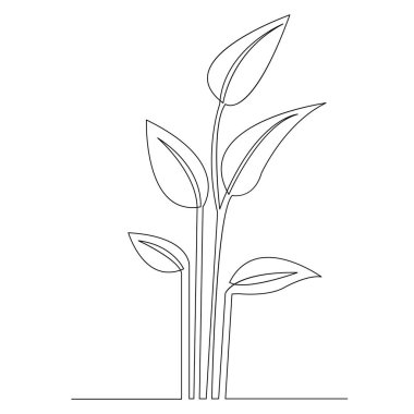 Yaprak anahat çizimi bitkisinin sürekli çizimi vektör simgesi minimalist sanat