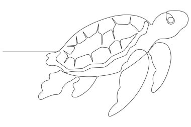 Deniz kaplumbağası konseptinin aralıksız çizimi. Minimalist tasvirler.